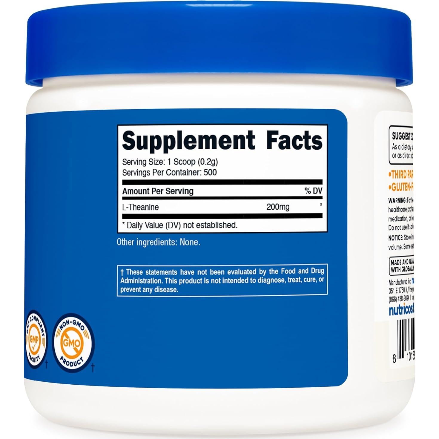 Nutricost L-Theanina Polvo 100g - Sin Gluten y No OGM