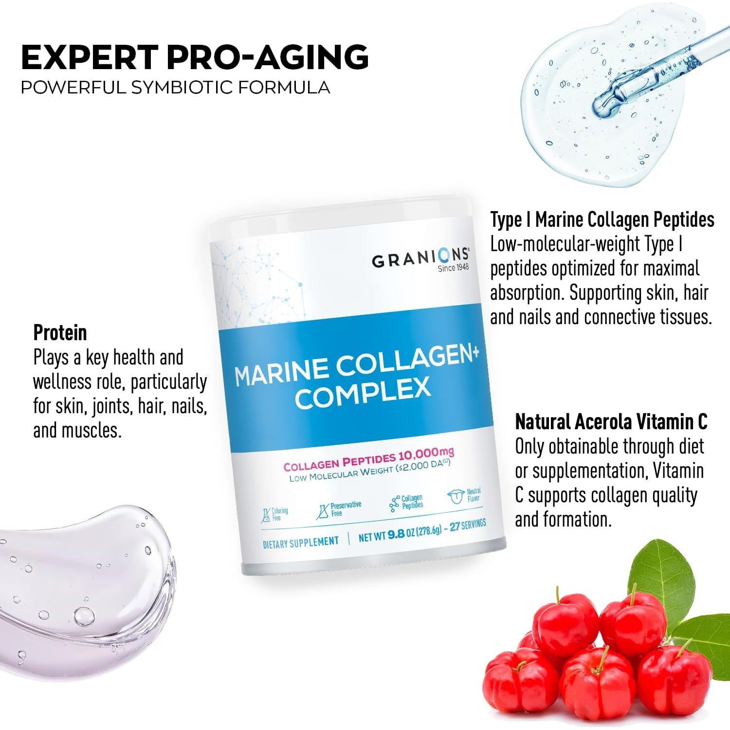 Suplemento de Colágeno Marino Granions 277g con Vitamina C