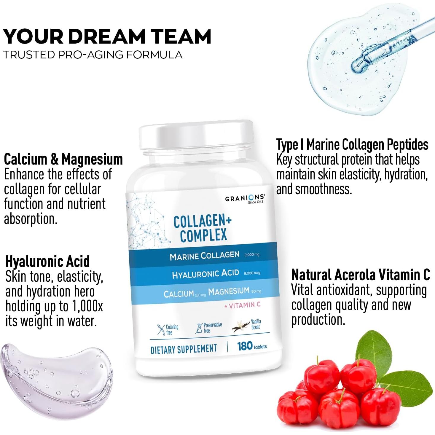 Píldoras de Colágeno Marino Granions 2000mg 180 Tabletas