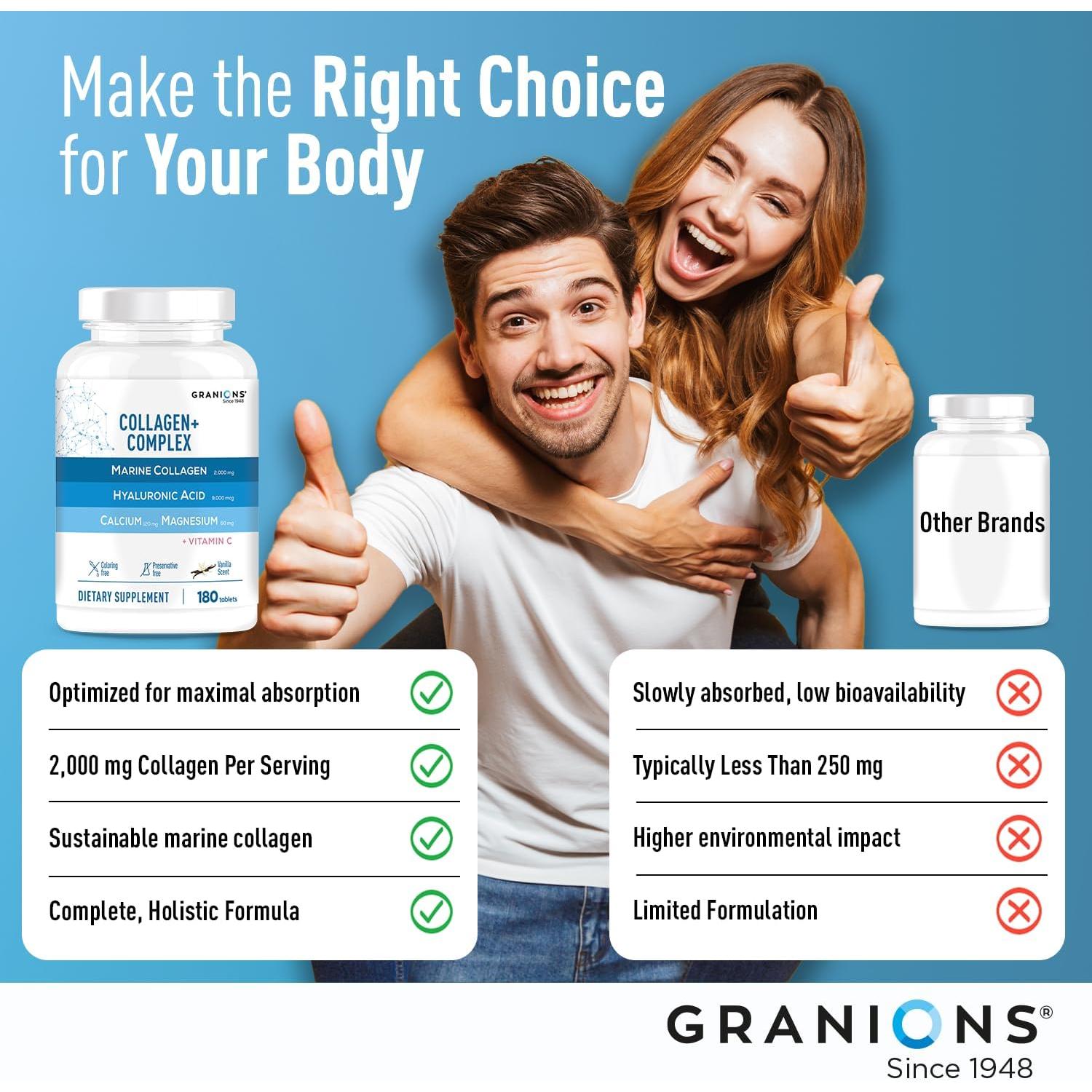 Píldoras de Colágeno Marino Granions 2000mg 180 Tabletas