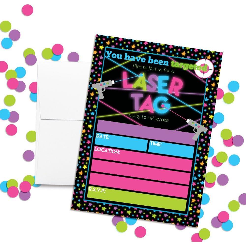 Invitaciones de Cumpleaños Laser Tag Amanda Creation 20 Tarjetas