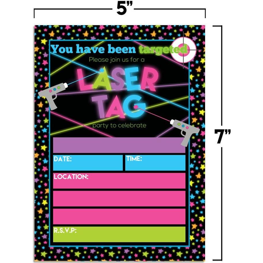 Invitaciones de Cumpleaños Laser Tag Amanda Creation 20 Tarjetas