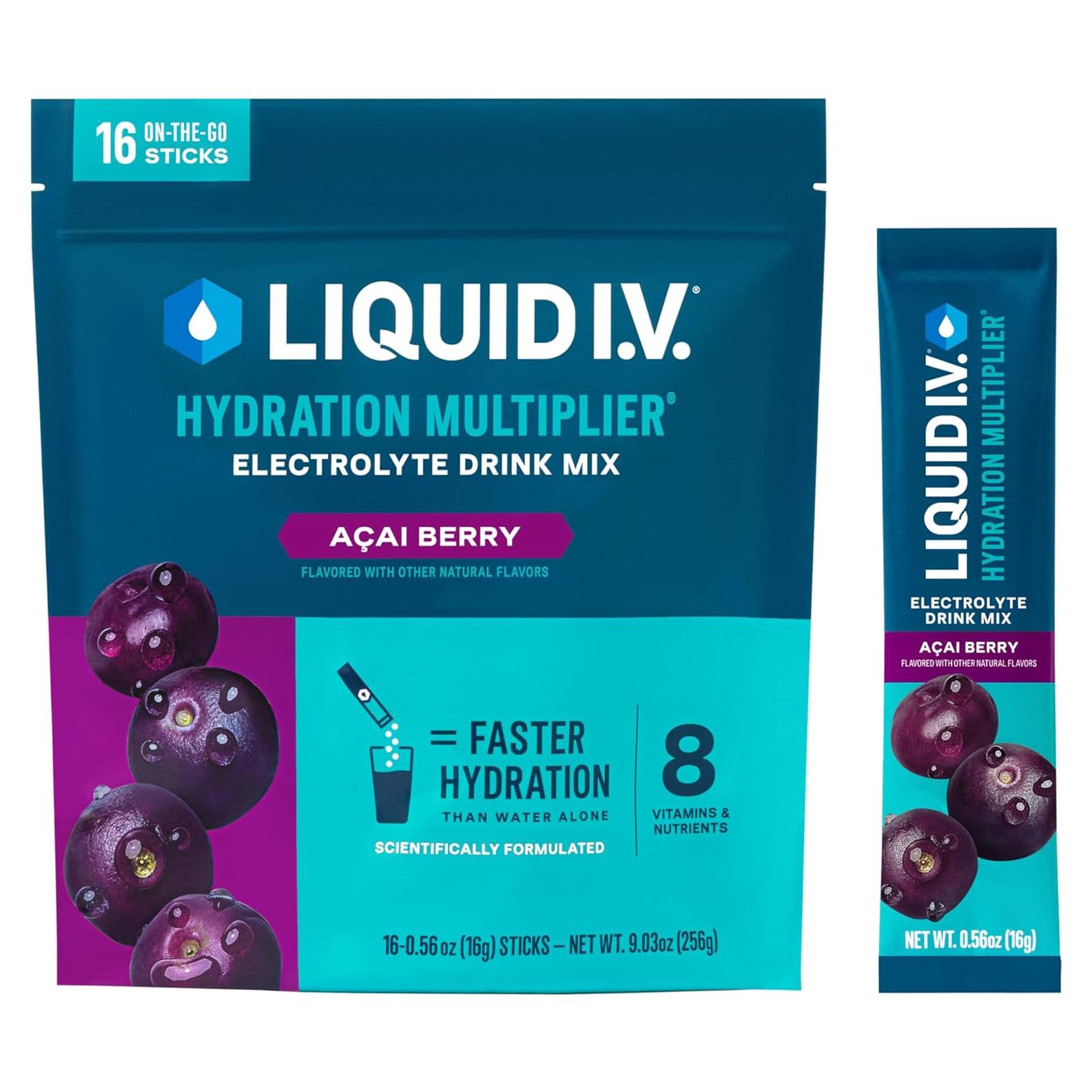 Liquid I.V. Multiplicador de Hidratación Baya de Acai 16 Porciones