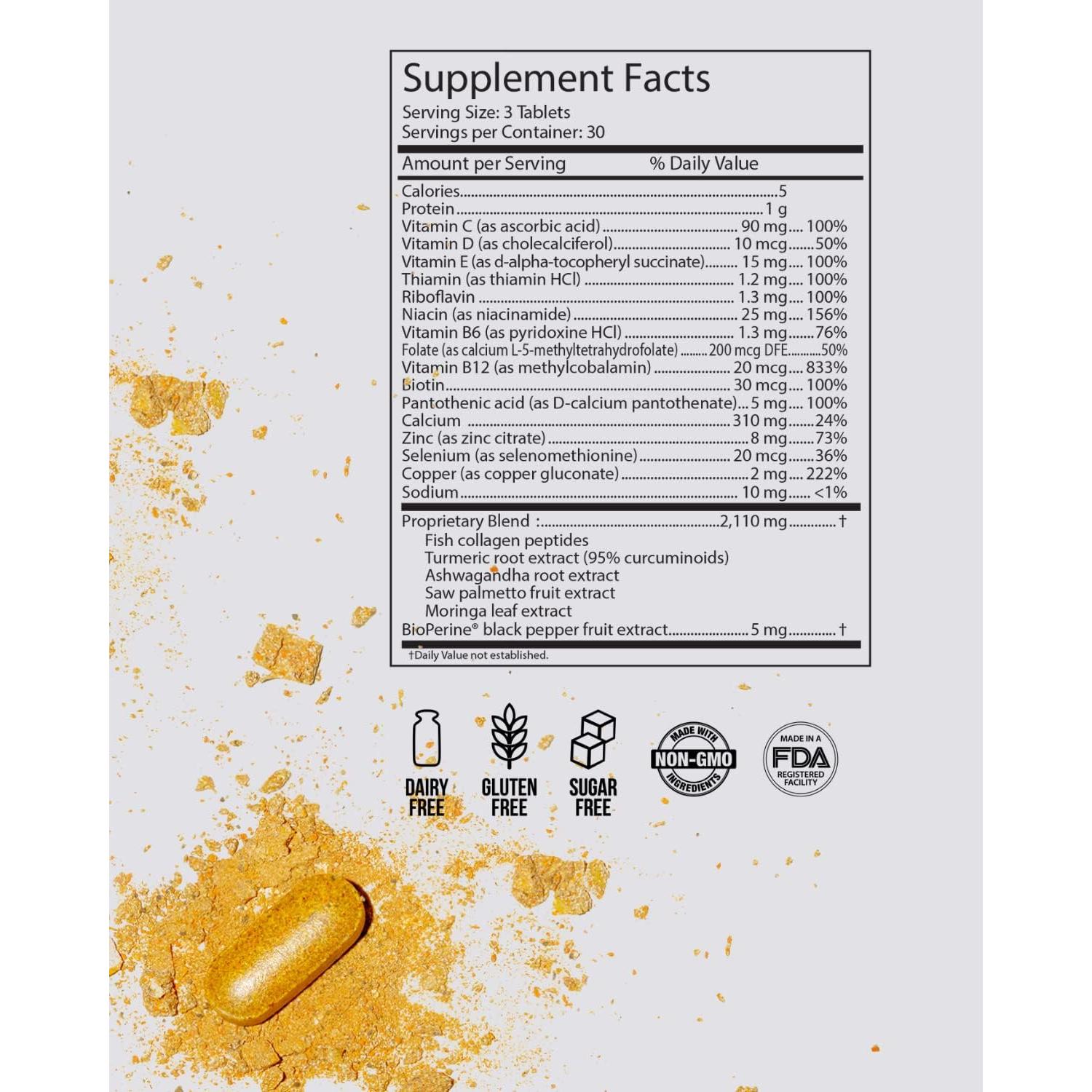 Suplemento Vitaminas para Cabello Piel Uñas Inner Glow 90 Tabletas