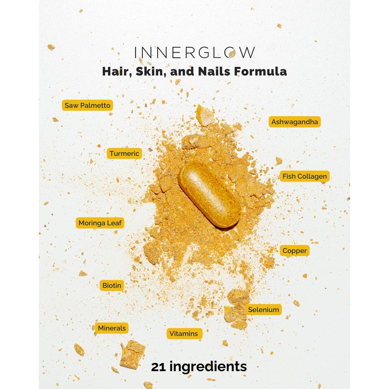 Suplemento Vitaminas para Cabello Piel Uñas Inner Glow 90 Tabletas