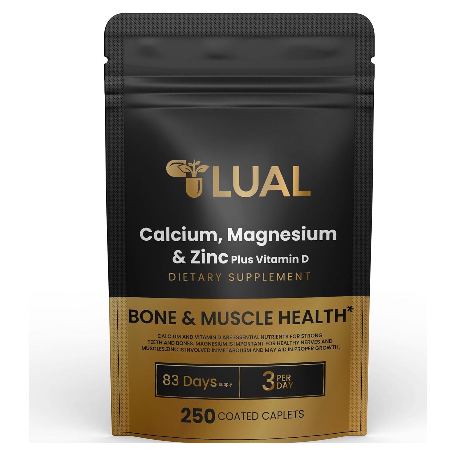 Suplemento LUAL Calcio Magnesio Zinc Vitamina D3 250 Comprimidos