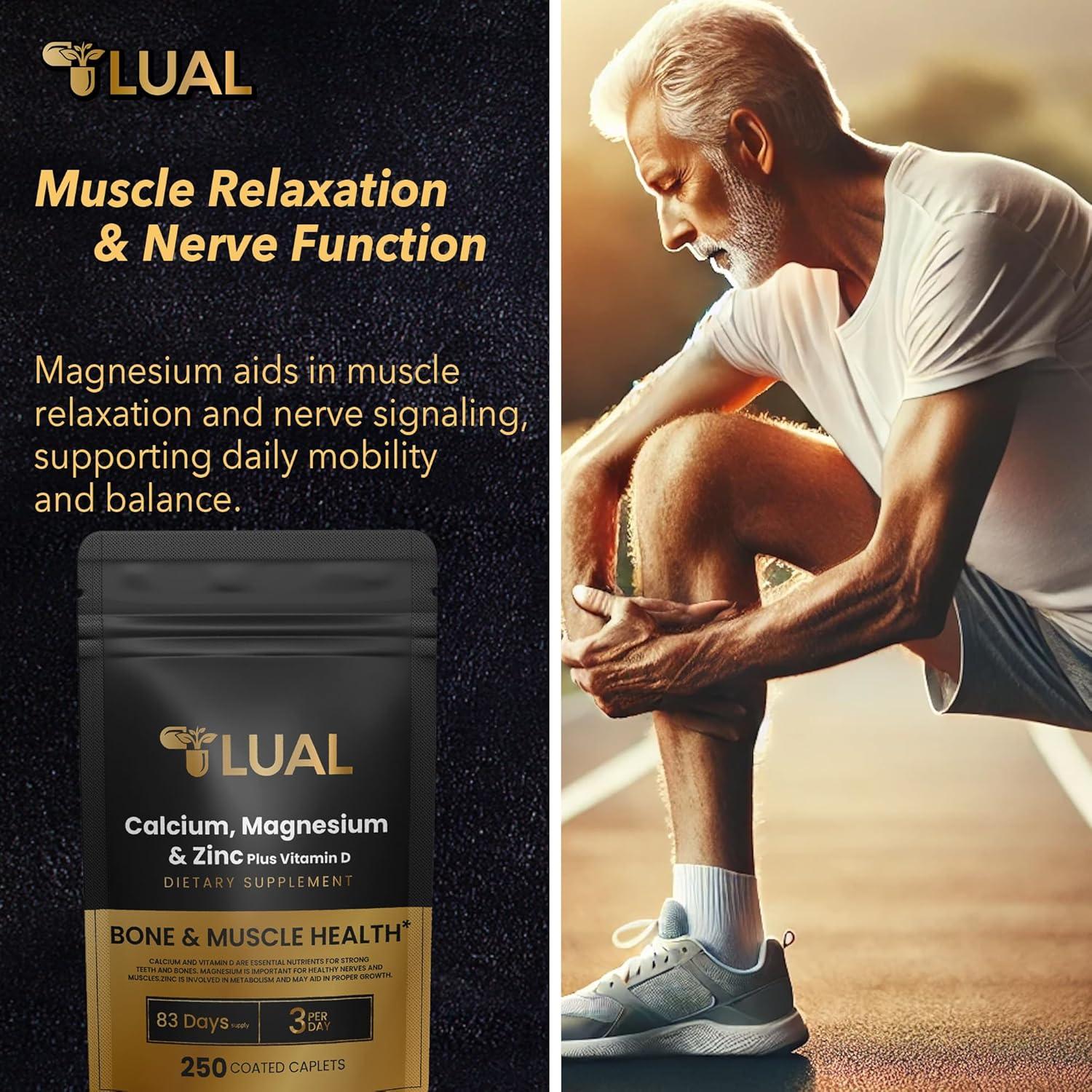 Suplemento LUAL Calcio Magnesio Zinc Vitamina D3 250 Comprimidos