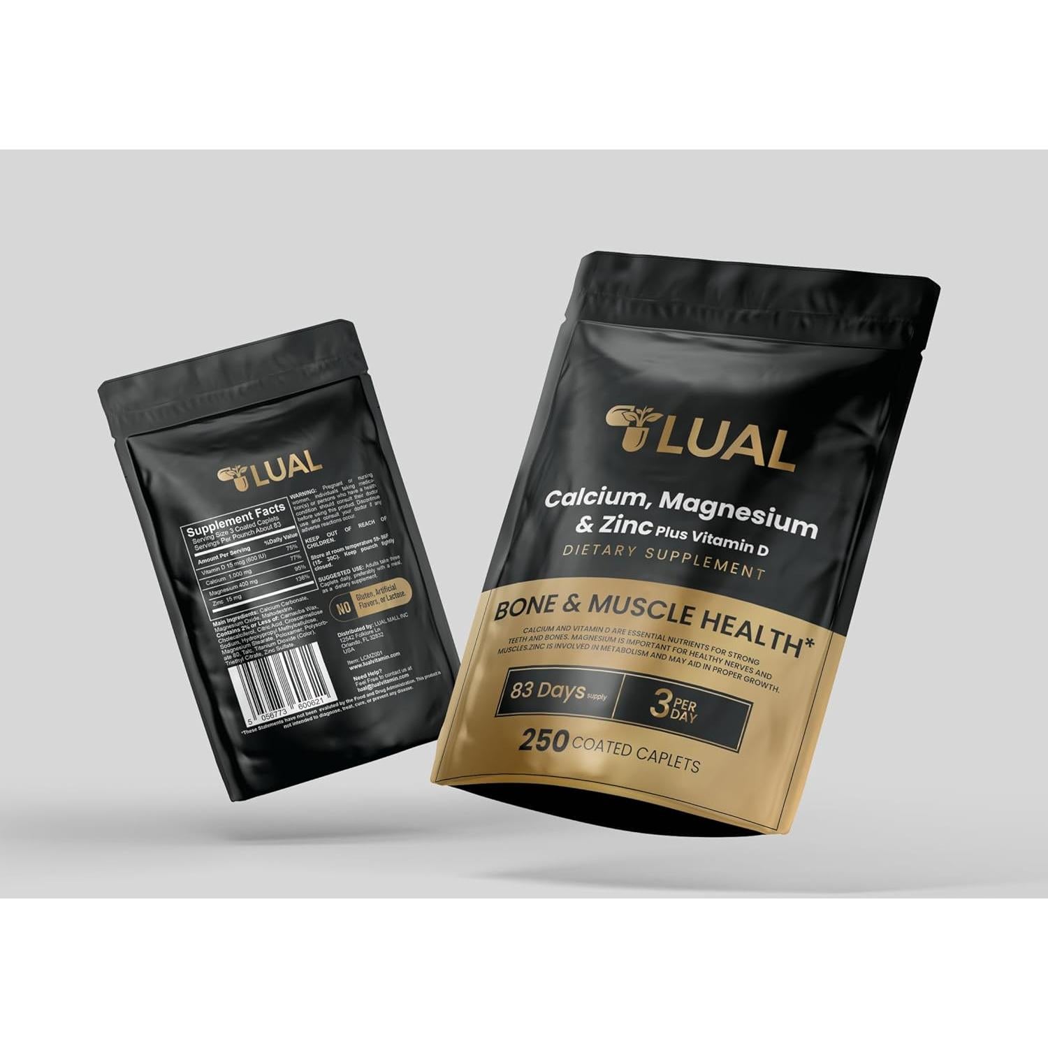 Suplemento LUAL Calcio Magnesio Zinc Vitamina D3 250 Comprimidos