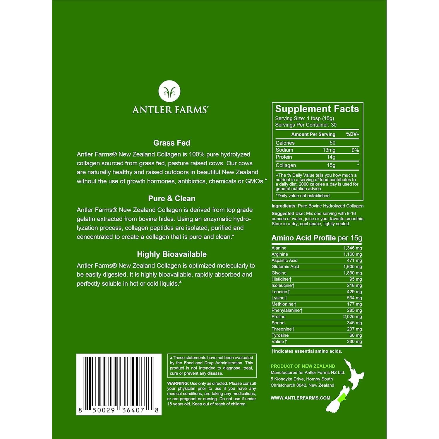 Colágeno Puro Antler Farms 0.45 kg Hidrolizado Sin Sabor