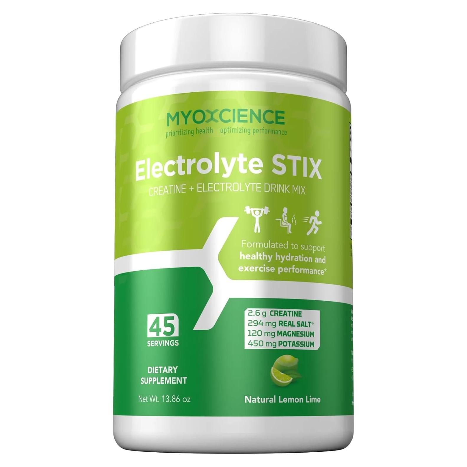 MYOXCIENCE Electrolitos en Polvo con Creatina 45 Porciones - Limón Lima