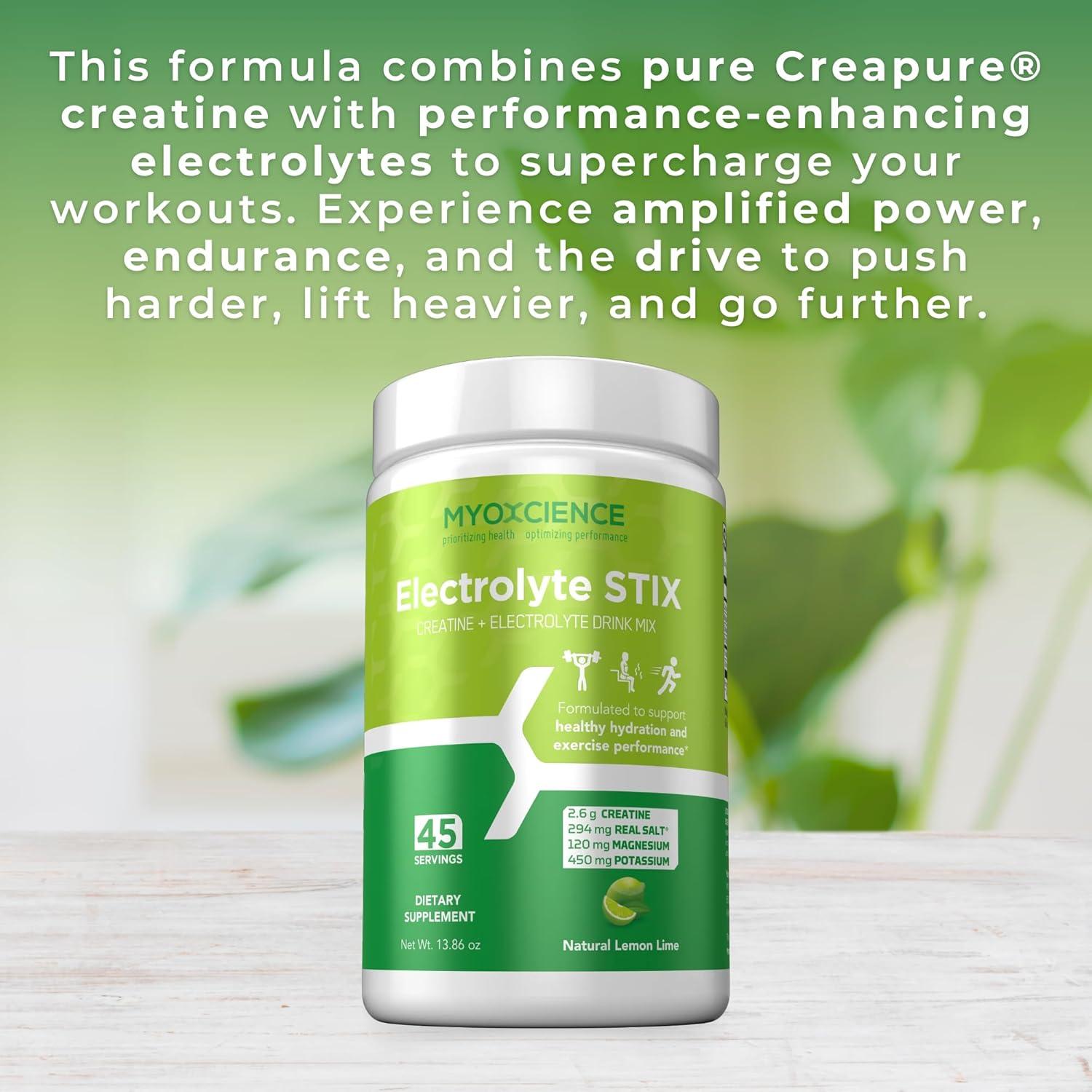 MYOXCIENCE Electrolitos en Polvo con Creatina 45 Porciones - Limón Lima