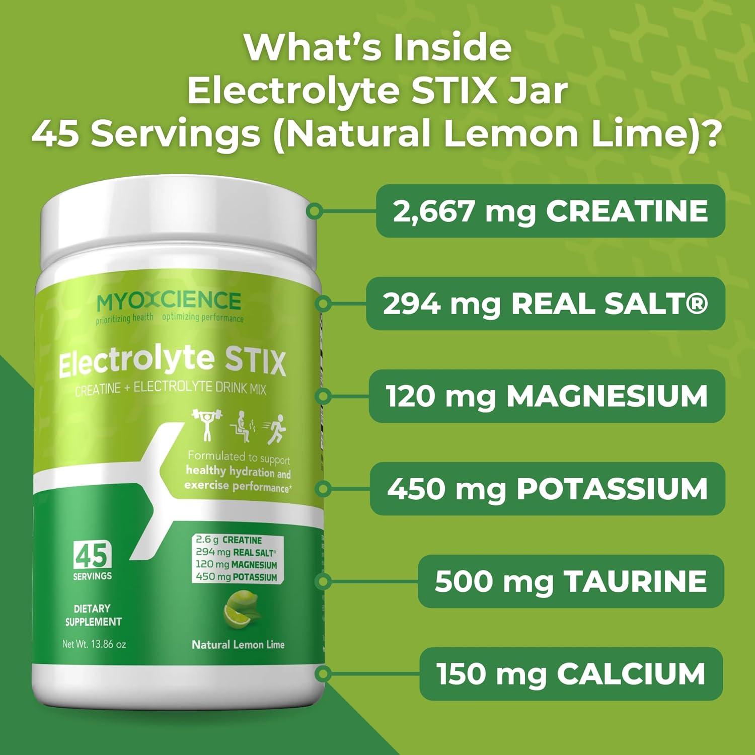 MYOXCIENCE Electrolitos en Polvo con Creatina 45 Porciones - Limón Lima