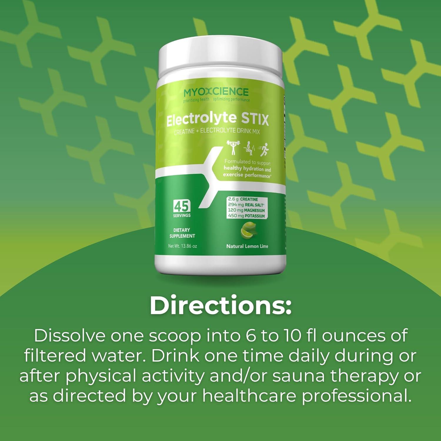 MYOXCIENCE Electrolitos en Polvo con Creatina 45 Porciones - Limón Lima