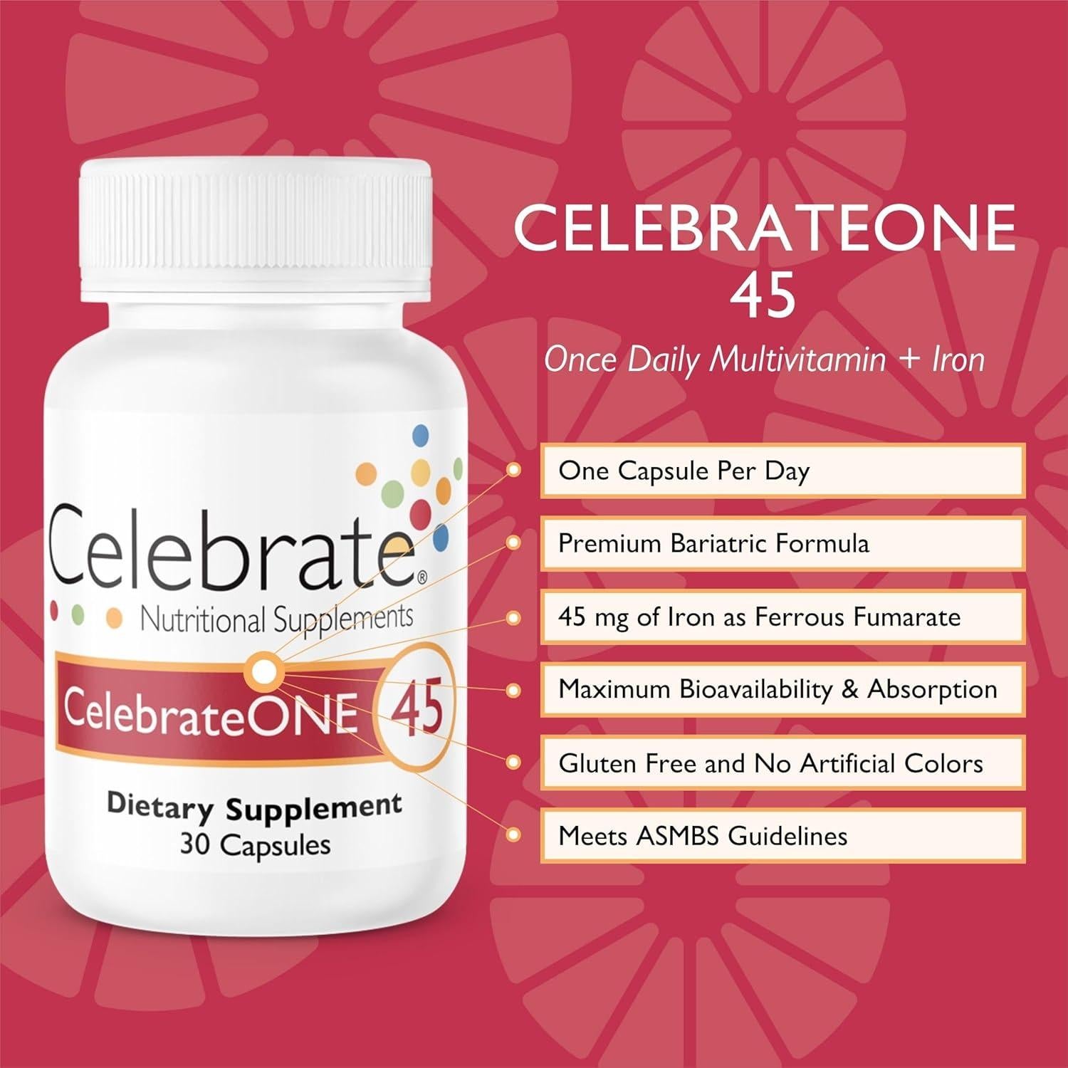 Multivitamínico Bariátrico CelebrateONE 30 Cápsulas 45mg Hierro