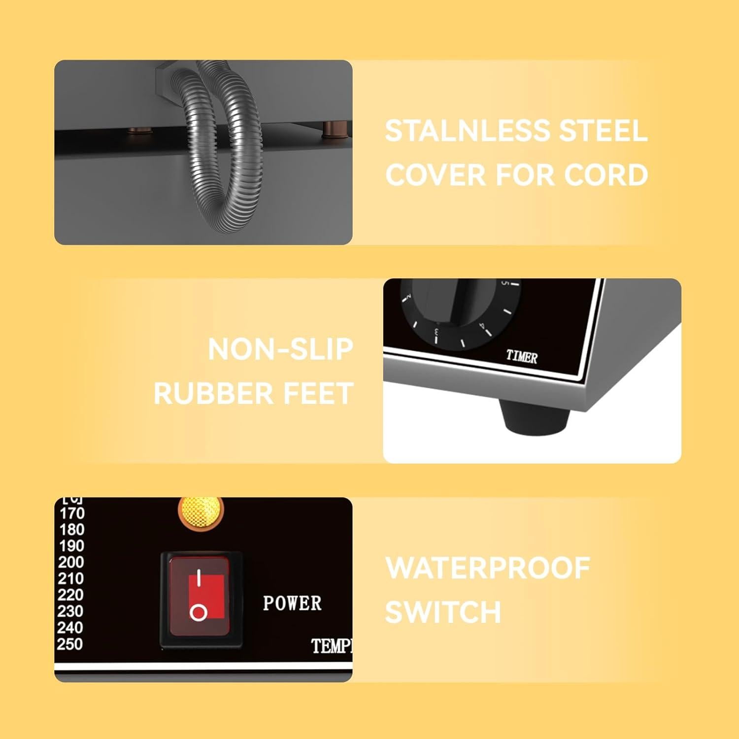 Máquina de Waffles BouPower MDP1 1200W Acero Inoxidable