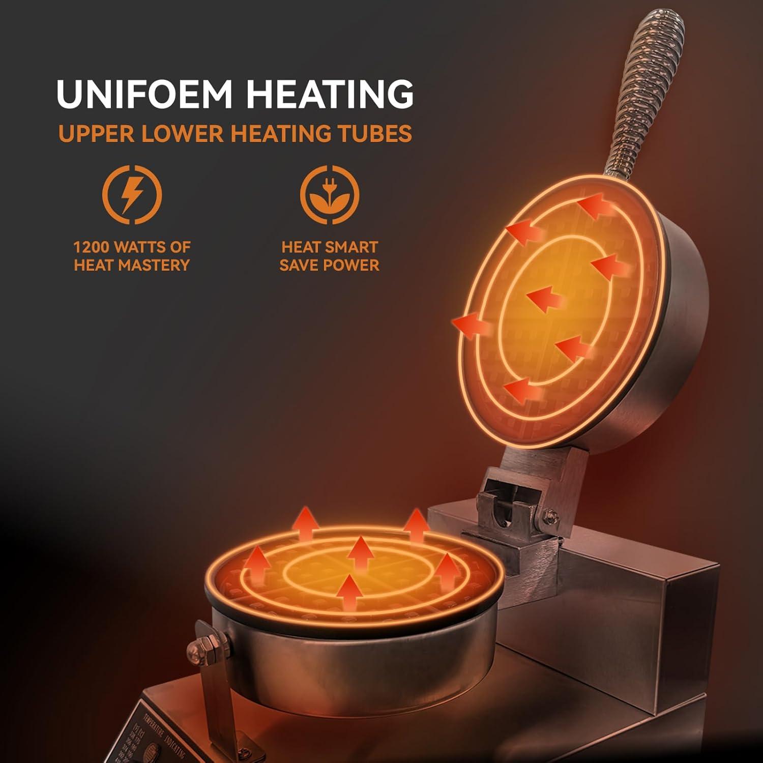 Máquina de Waffles BouPower MDP1 1200W Acero Inoxidable