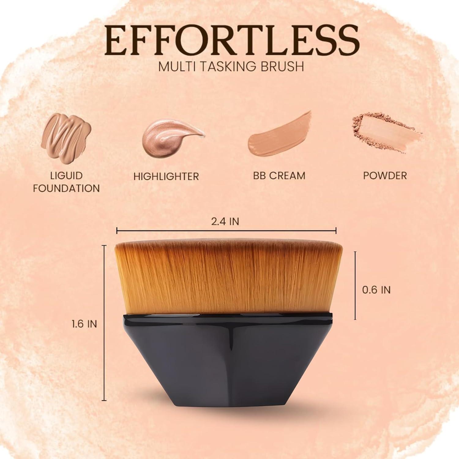 Brocha de Maquillaje Kabuki Soutakamechi - Punta Plana, Cerdas Suaves