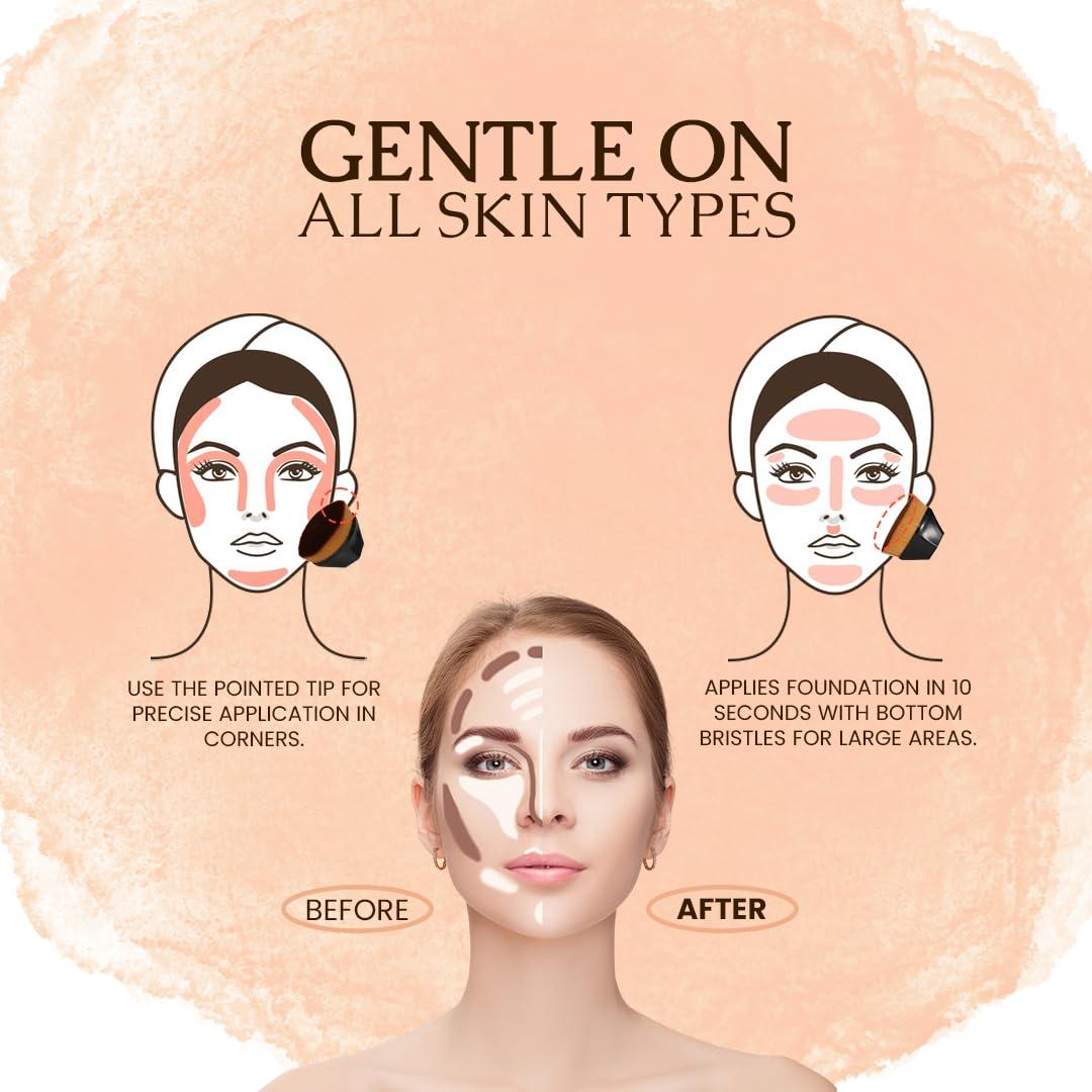 Brocha de Maquillaje Kabuki Soutakamechi - Punta Plana, Cerdas Suaves