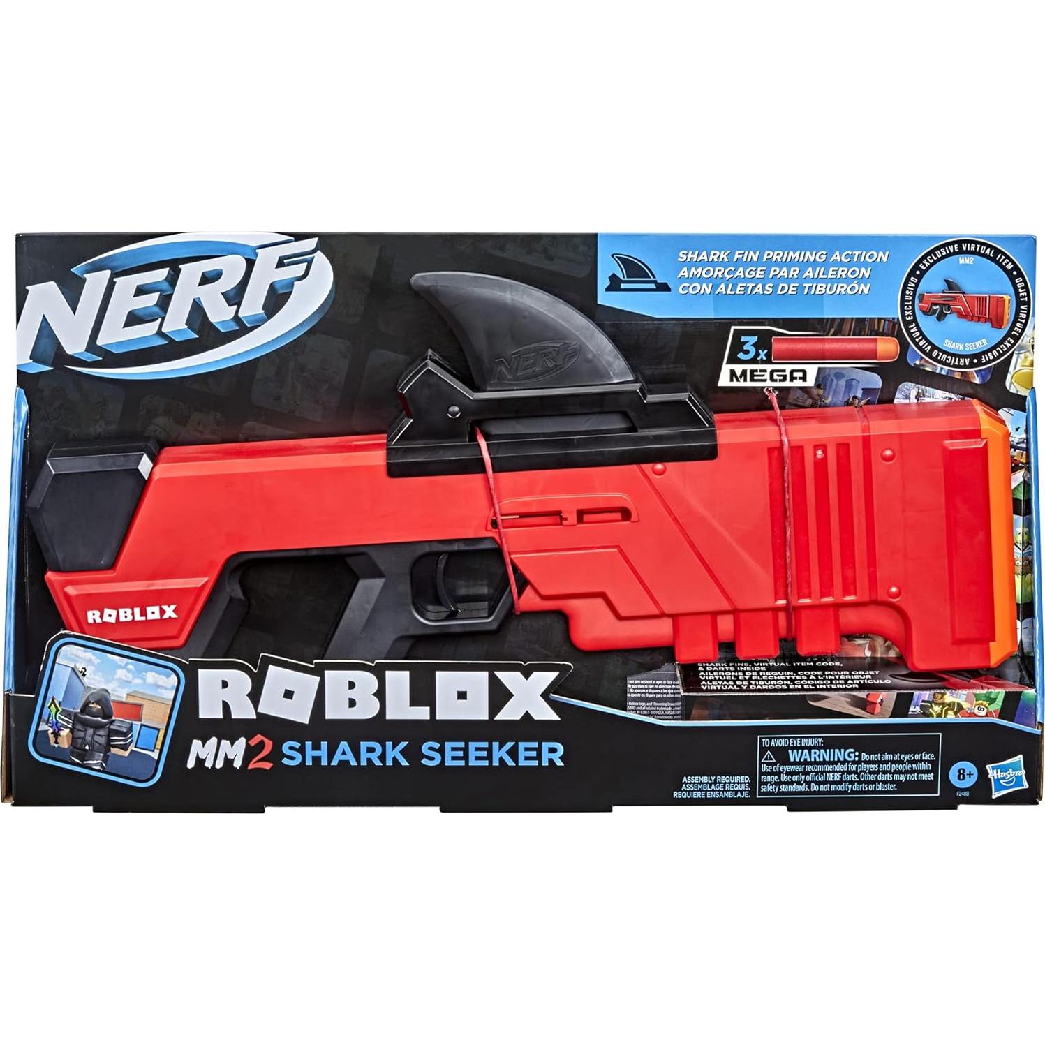 Lanzador Nerf Roblox MM2 Shark Seeker con 3 Dardos Mega
