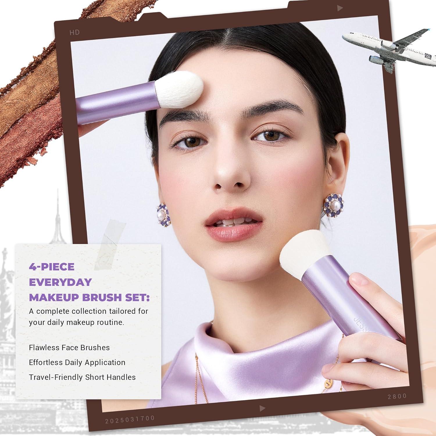 Juego de Brochas de Maquillaje Jessup 4 Piezas Kabuki