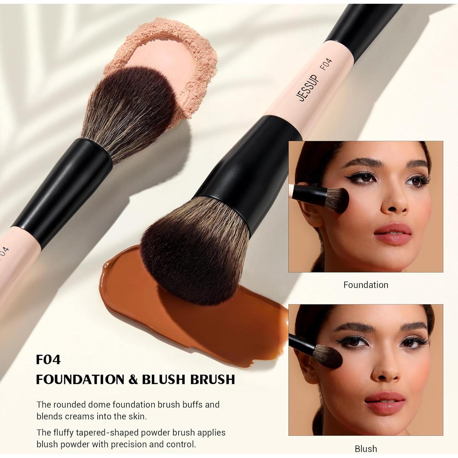 Juego de Brochas de Maquillaje Doble Punta Jessup T508 3 Piezas