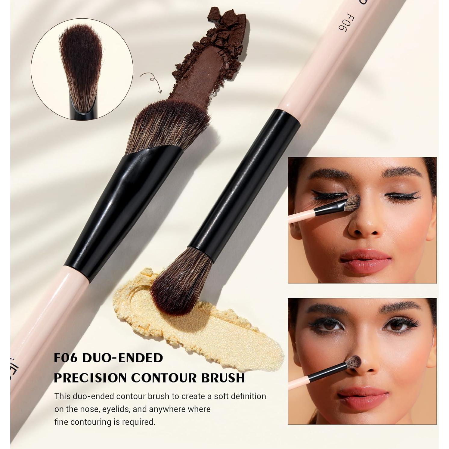 Juego de Brochas de Maquillaje Doble Punta Jessup T508 3 Piezas