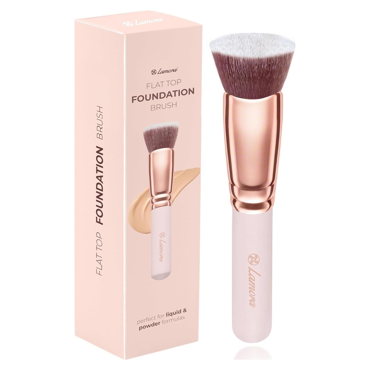 Brocha de Fundación Lamora Kabuki Rosa - Aplicación Precisa