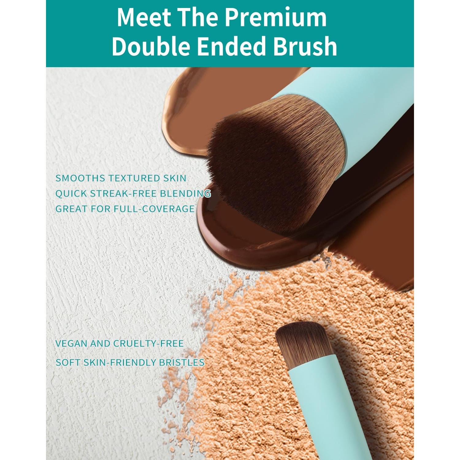 Brocha de Maquillaje Doble Cara EIGSHOW D110B Vegana 18 cm