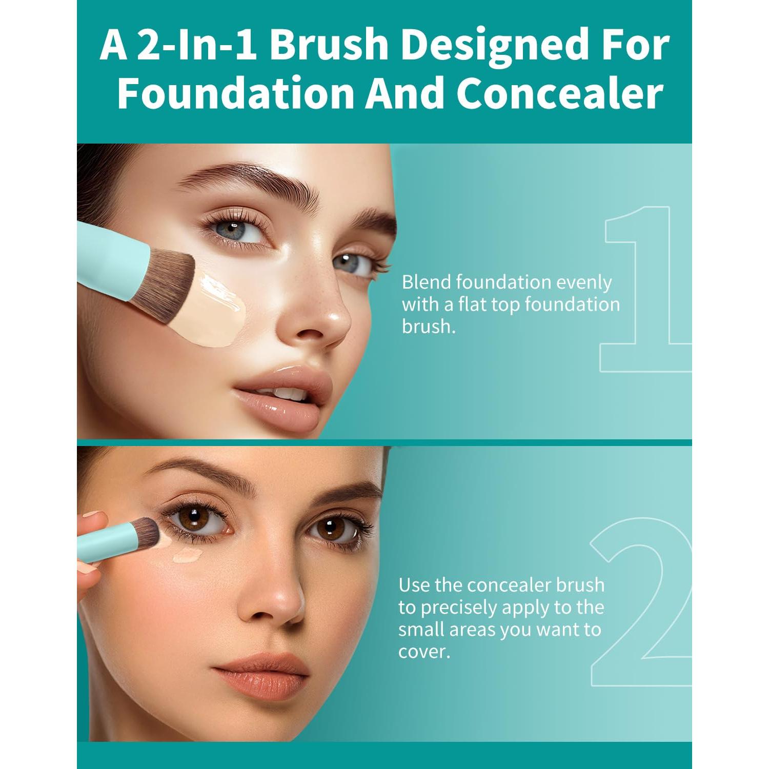 Brocha de Maquillaje Doble Cara EIGSHOW D110B Vegana 18 cm