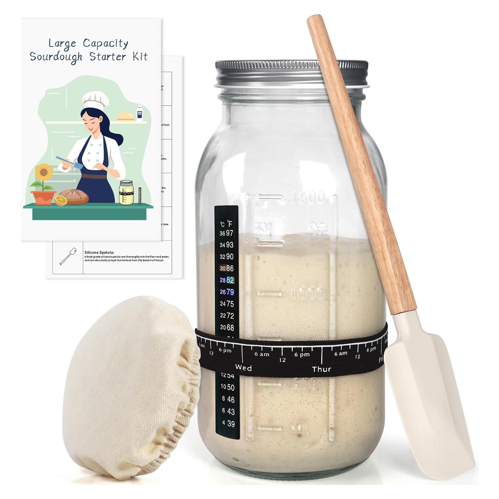 Kit de Masa Madre TISEMENT 1.89 L Tarro Vidrio + Accesorios