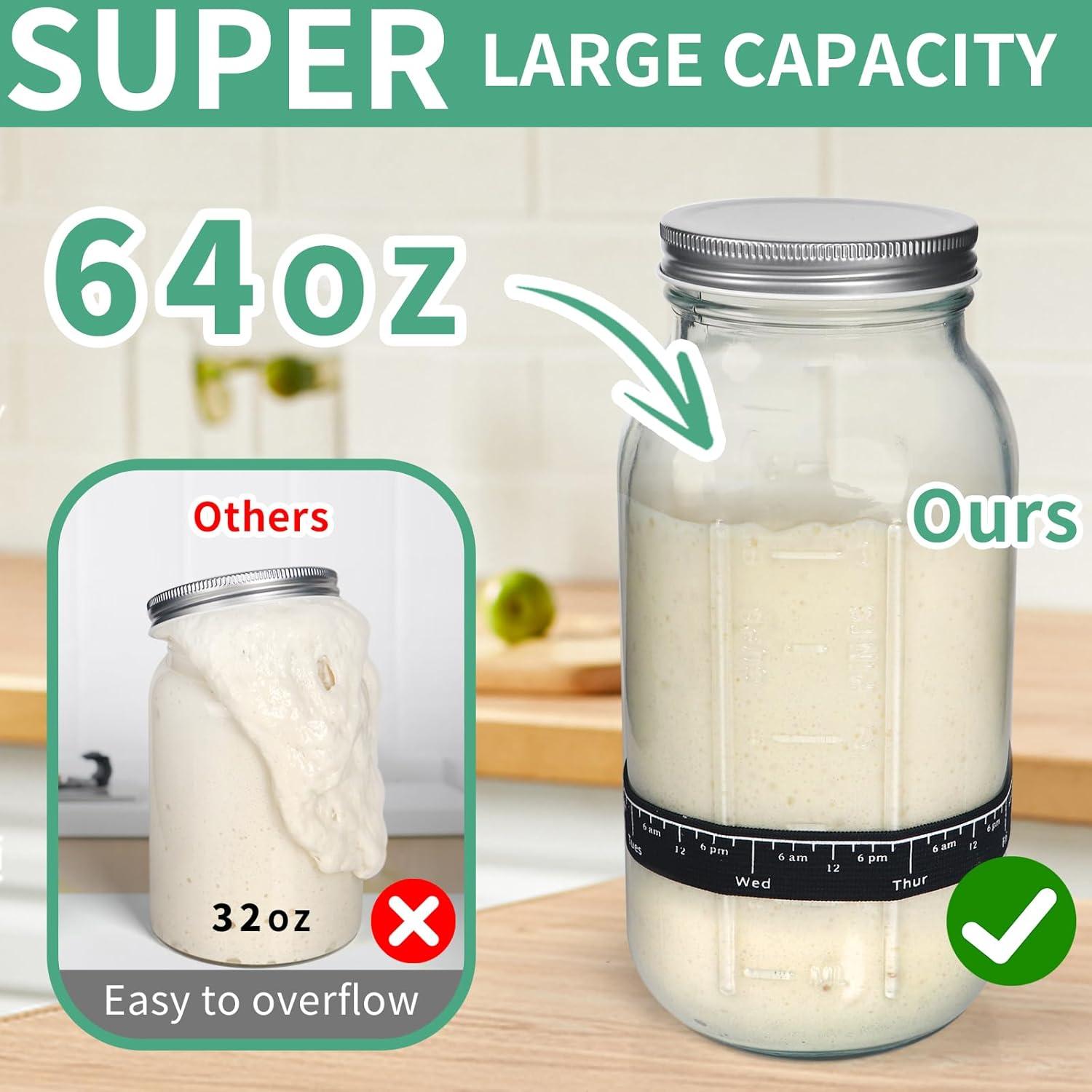 Kit de Masa Madre TISEMENT 1.89 L Tarro Vidrio + Accesorios