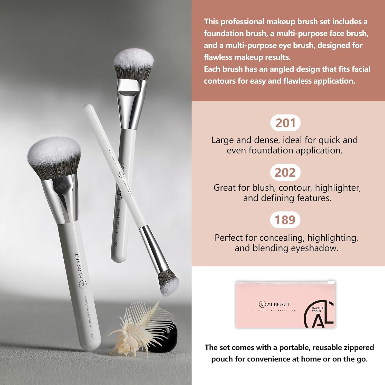 Conjunto de Brochas de Maquillaje Albeaut 3 Piezas Anguladas