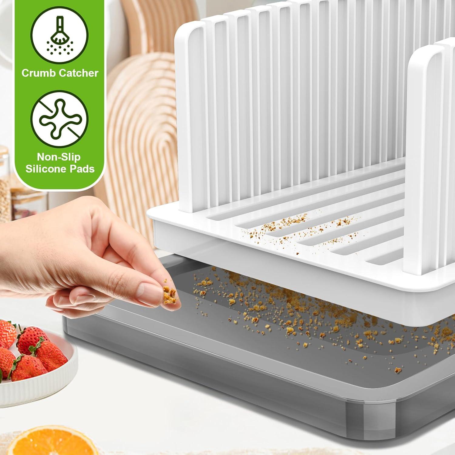 Cortador de Pan HHXRISE Ajustable con Bandeja para Migas