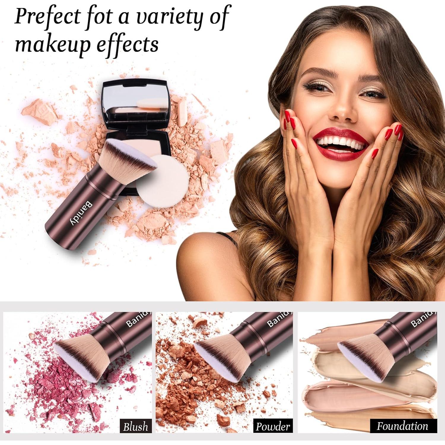 Brocha de Maquillaje Kabuki Retráctil Banidy - Marrón