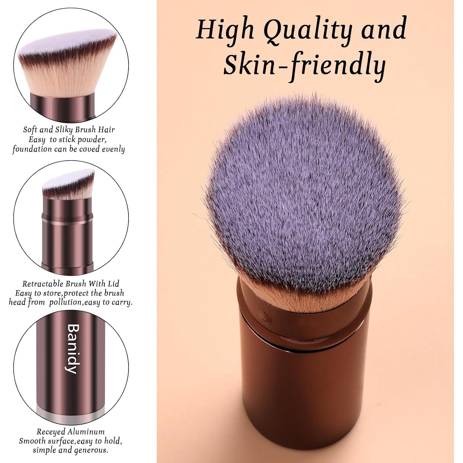 Brocha de Maquillaje Kabuki Retráctil Banidy - Marrón