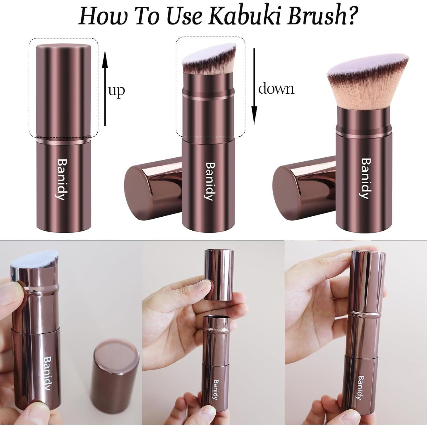Brocha de Maquillaje Kabuki Retráctil Banidy - Marrón