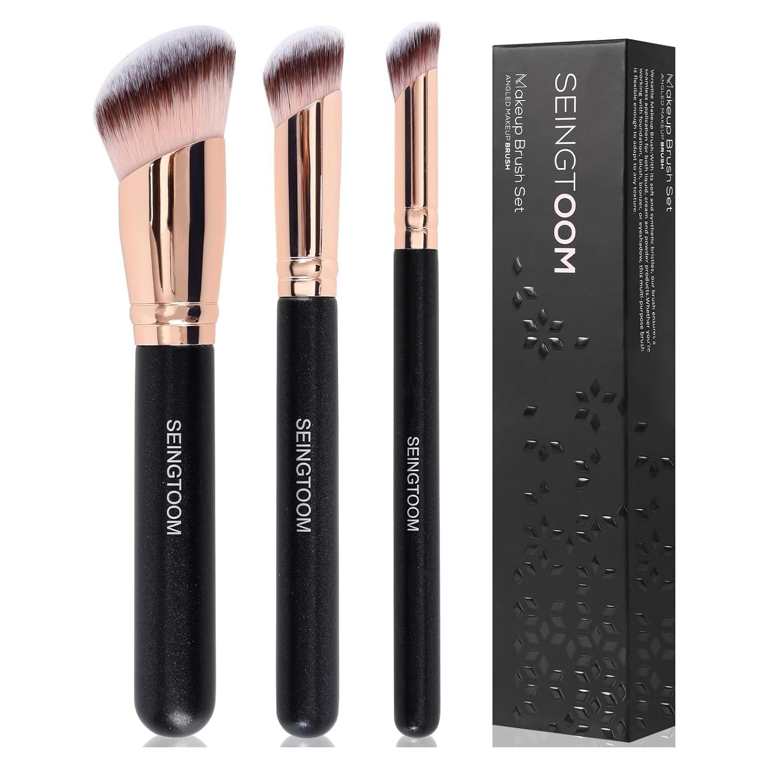 Conjunto de brochas de maquillaje SEINGTOOM 3 piezas anguladas