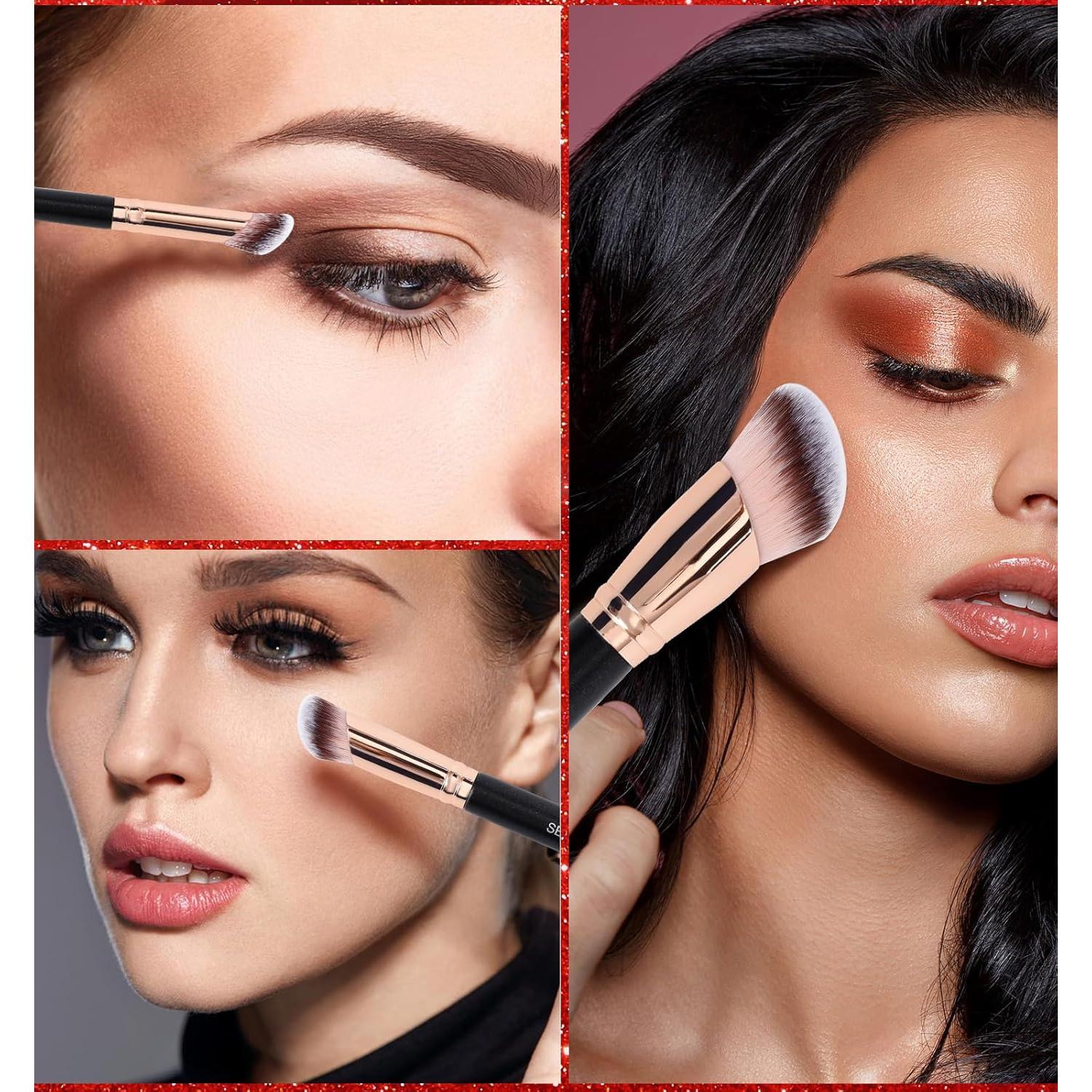Conjunto de brochas de maquillaje SEINGTOOM 3 piezas anguladas
