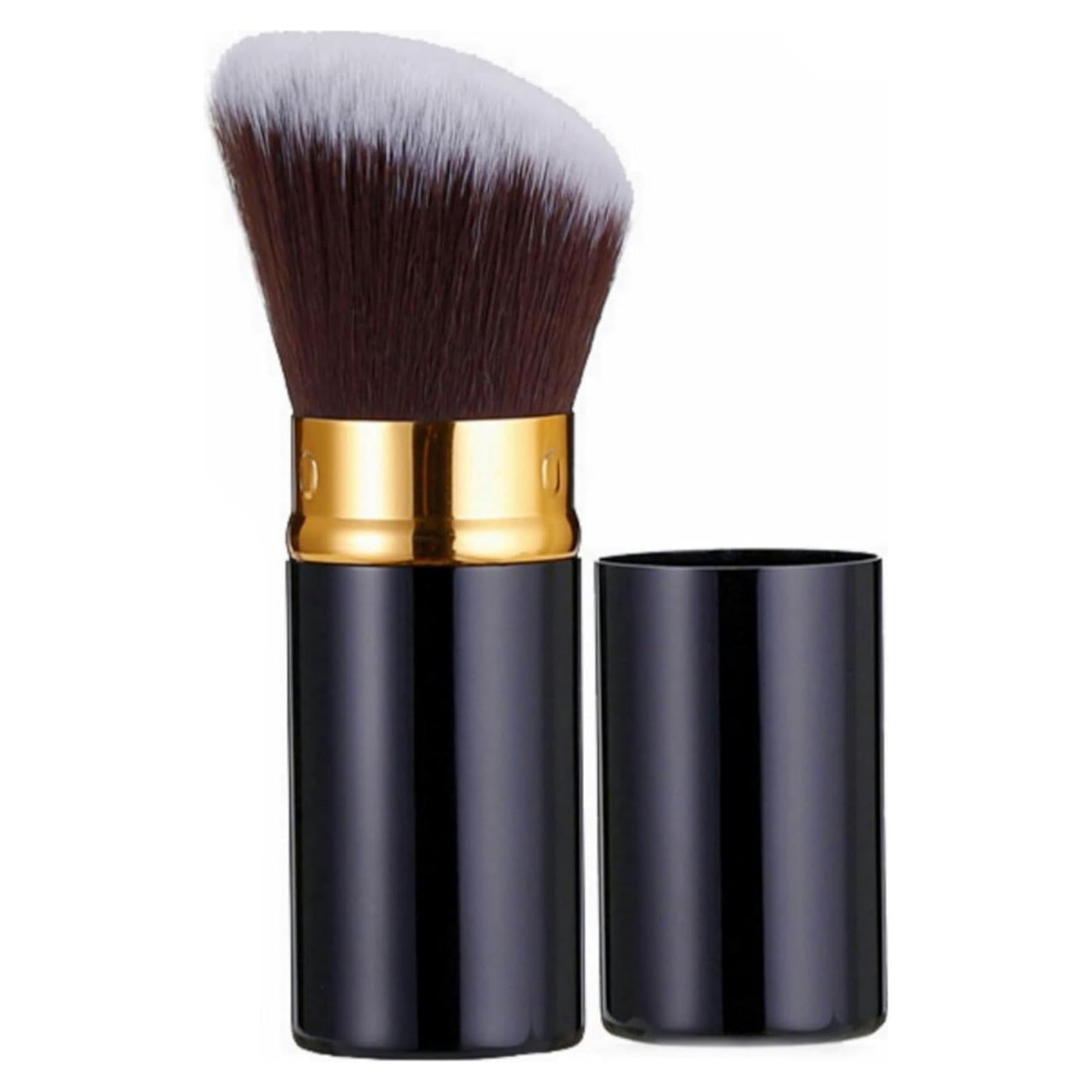 Brocha de Maquillaje Retráctil Kabuki Vegana - Negro Dorado