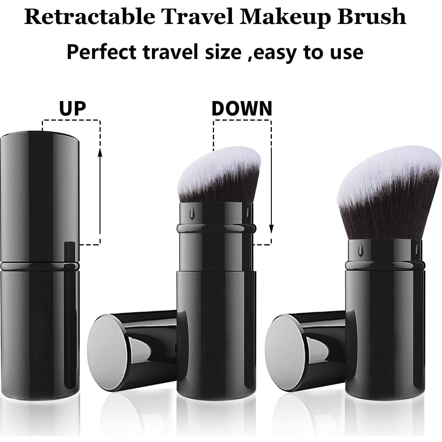 Brocha de Maquillaje Kabuki Retráctil Falliny - Angulada, Negra