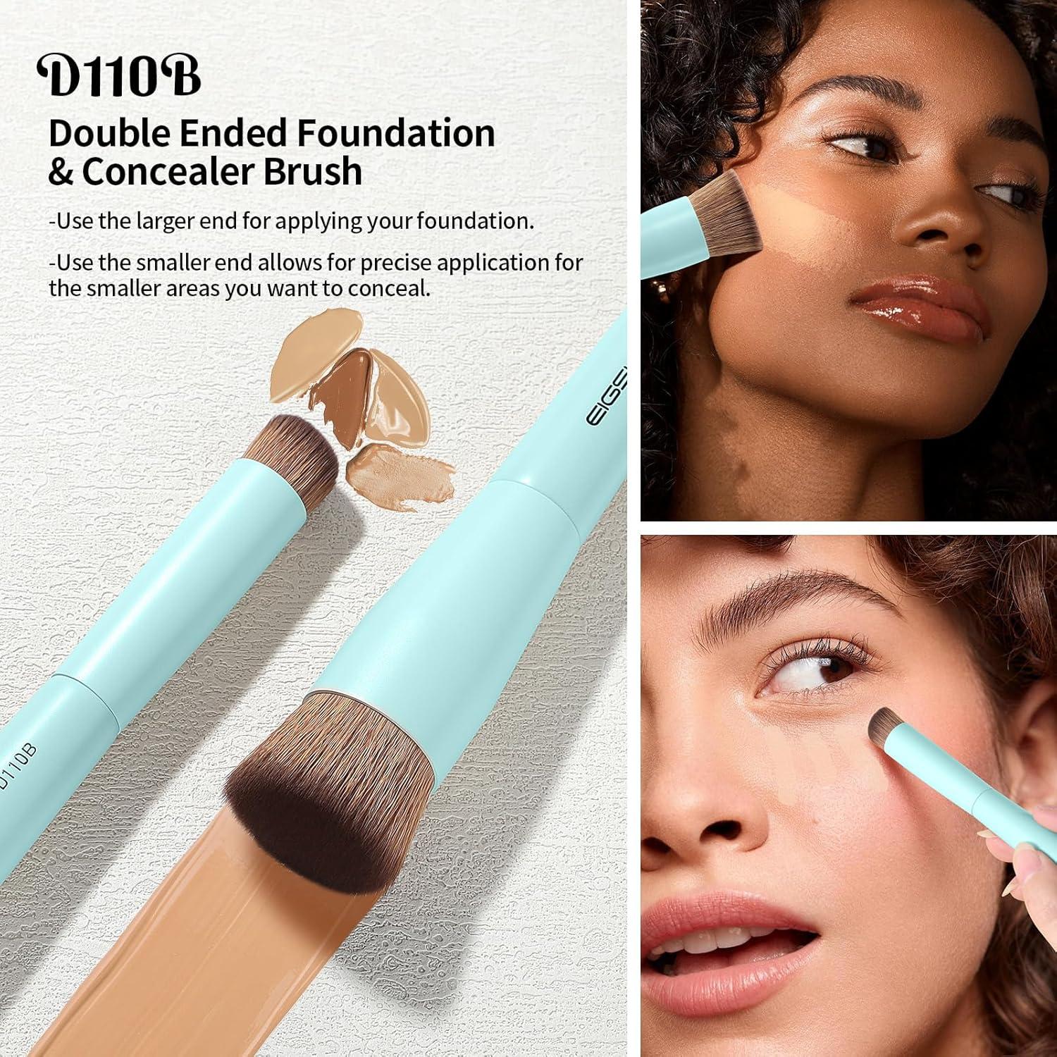 Juego de Brochas de Maquillaje EIGSHOW 3 Piezas Doble Cara