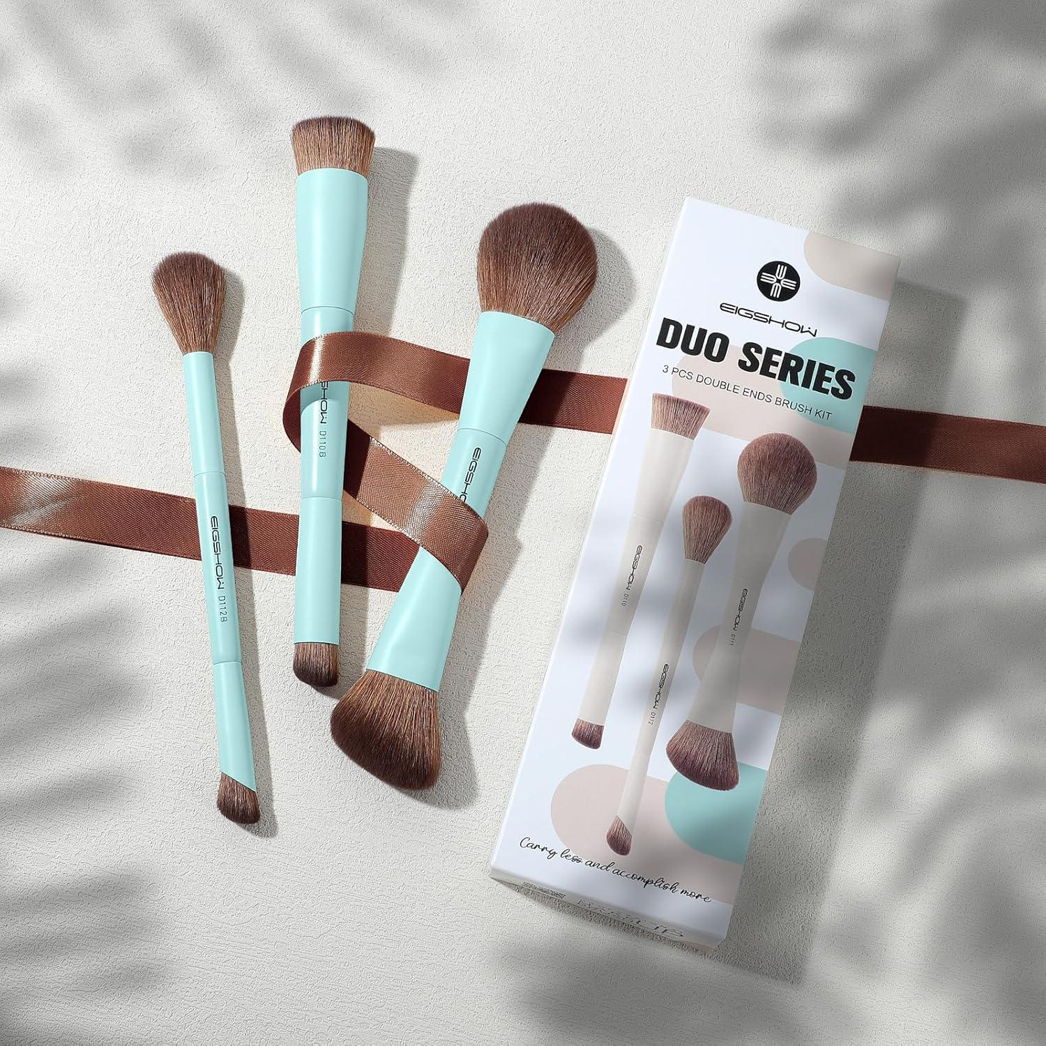 Juego de Brochas de Maquillaje EIGSHOW 3 Piezas Doble Cara