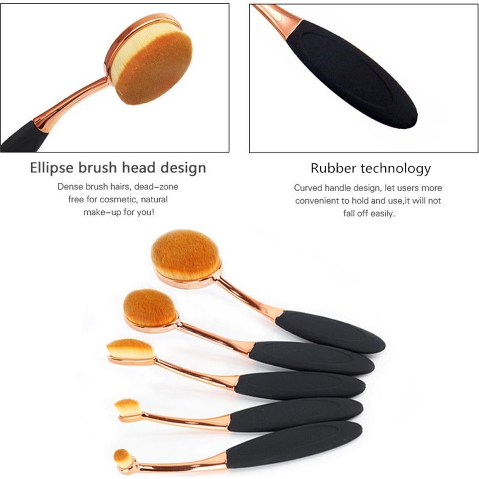 Set de Brochas de Maquillaje Yoseng 5 Pcs Ovaladas Sintéticas
