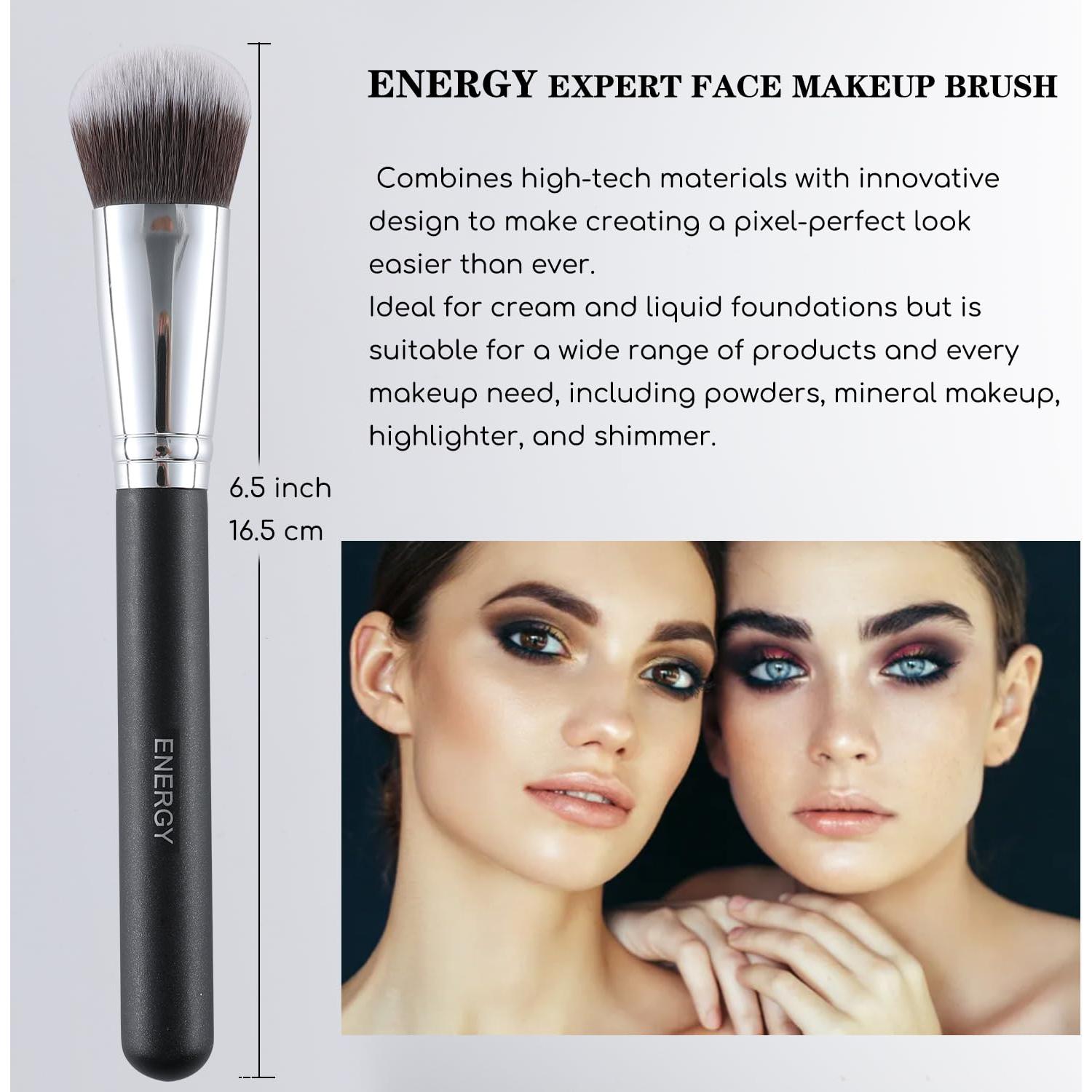 Brocha de Maquillaje Profesional ENERGY 200 Vegana Densa
