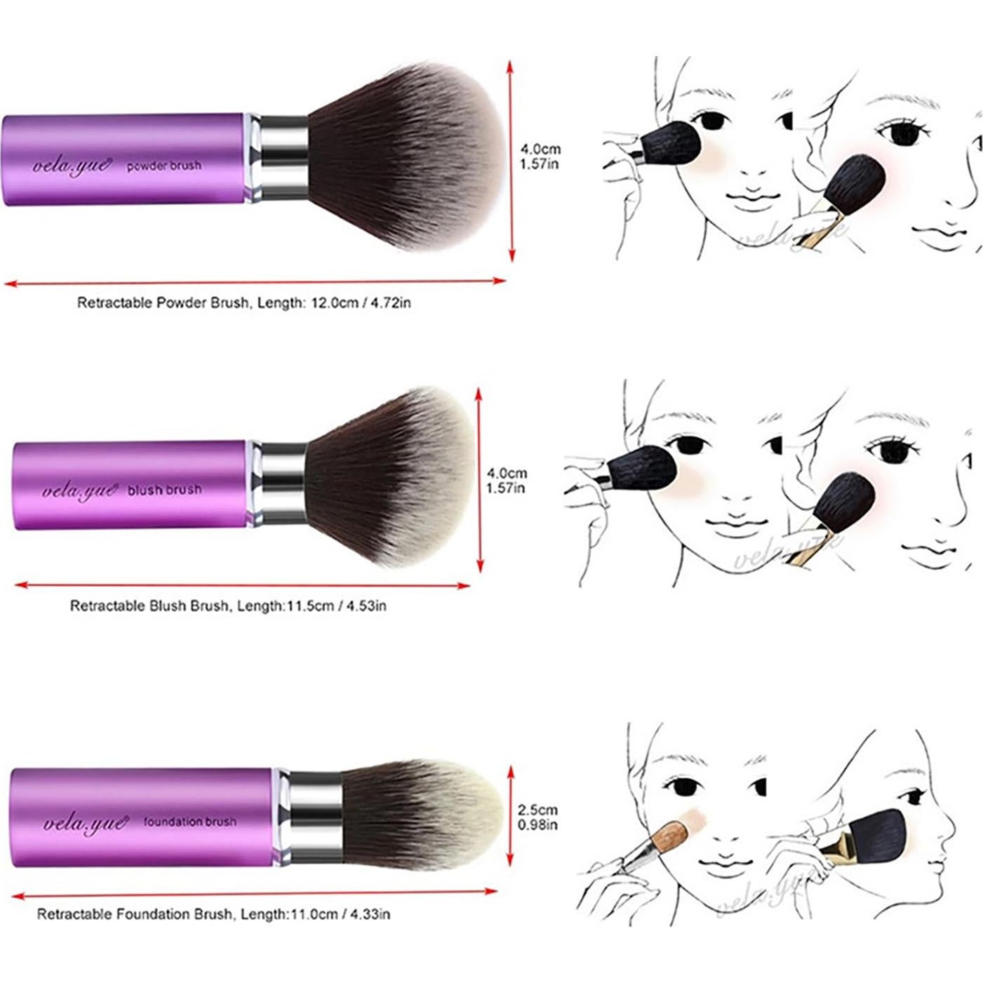 Brocha de Maquillaje Kabuki Retráctil Vela Yue Punta