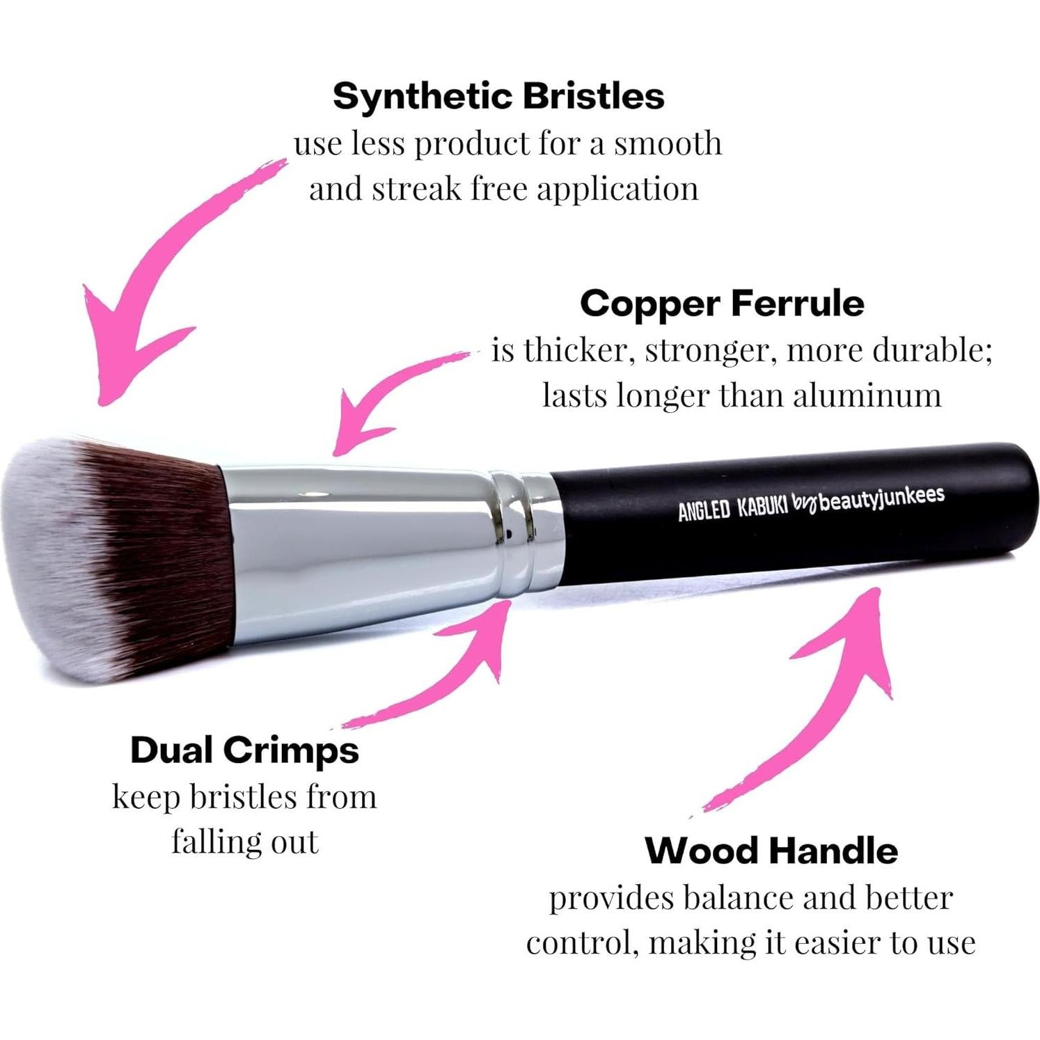 Brocha de Rubor Angulada Beauty Junkees - Cerdas Sintéticas