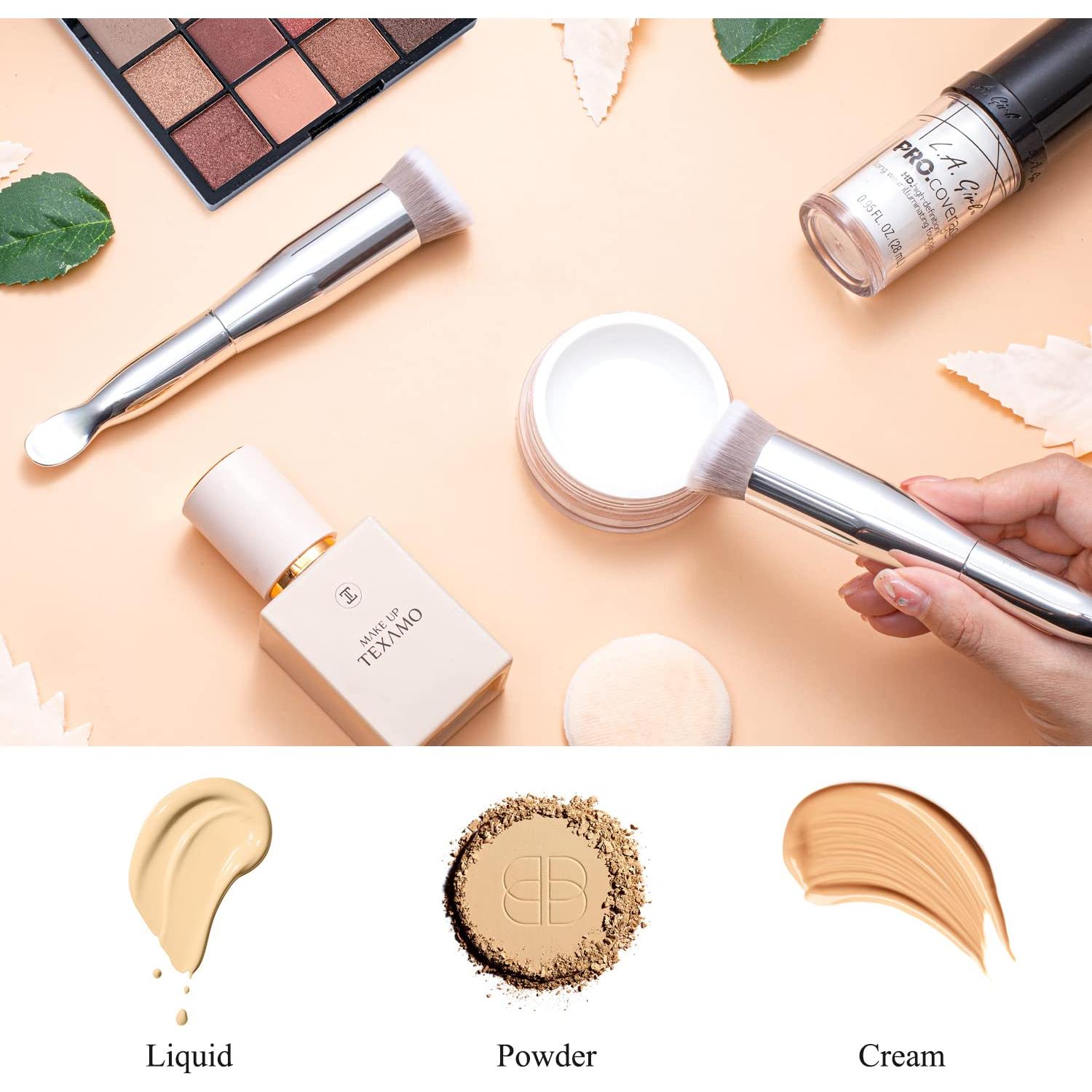 Brocha de Maquillaje Kabuki Flat Top TEXAMO 16cm Doble Cara