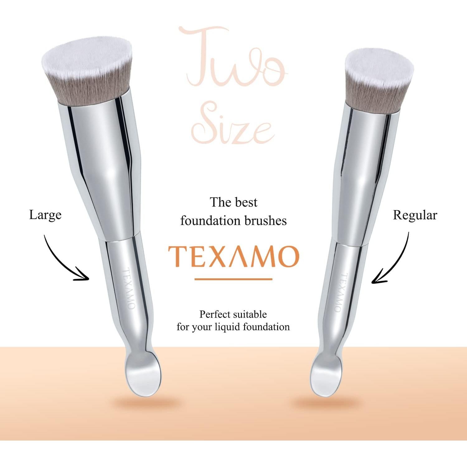 Brocha de Maquillaje Kabuki Flat Top TEXAMO 16cm Doble Cara