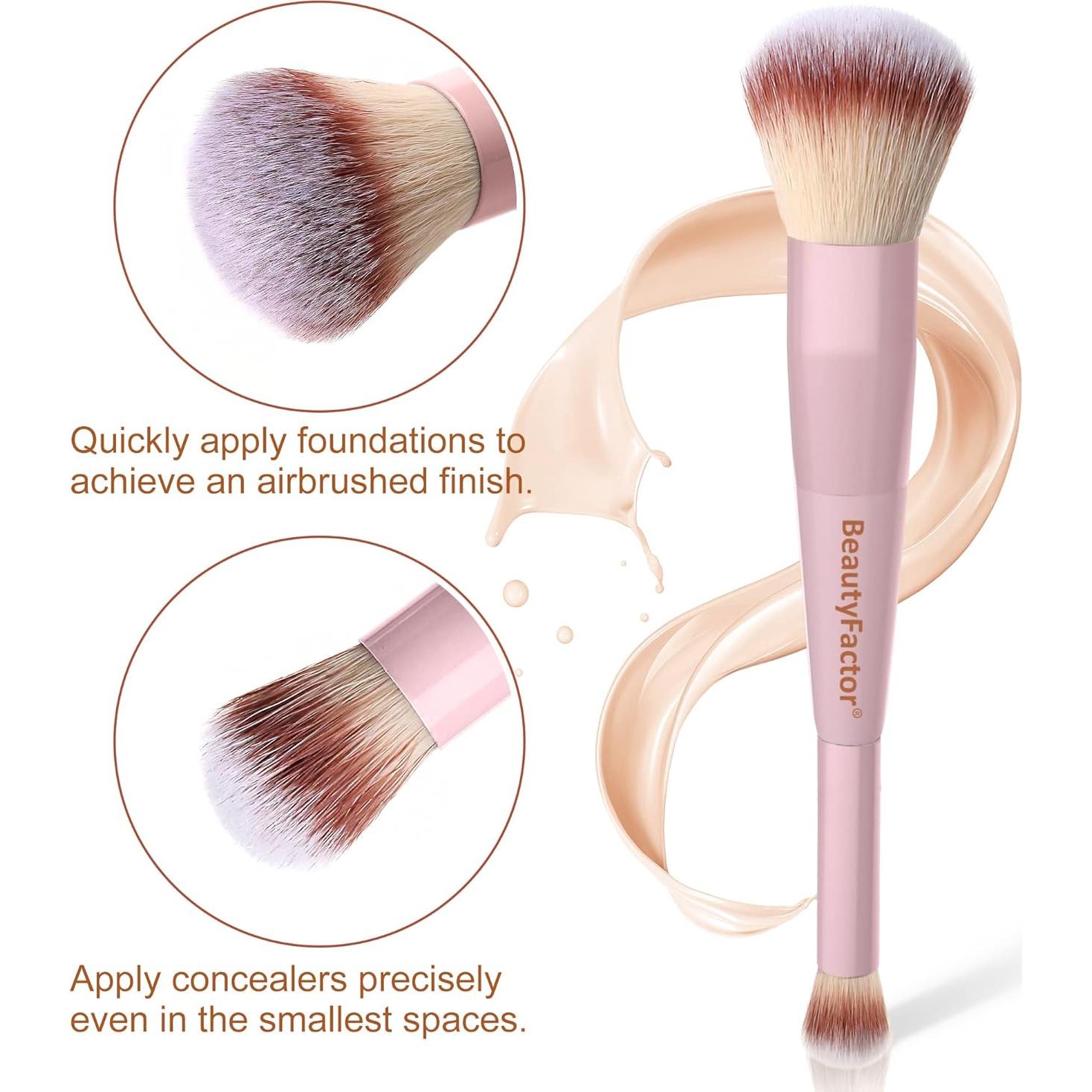 Juego de Brochas de Maquillaje 3 Piezas BeautyFactor Rosa