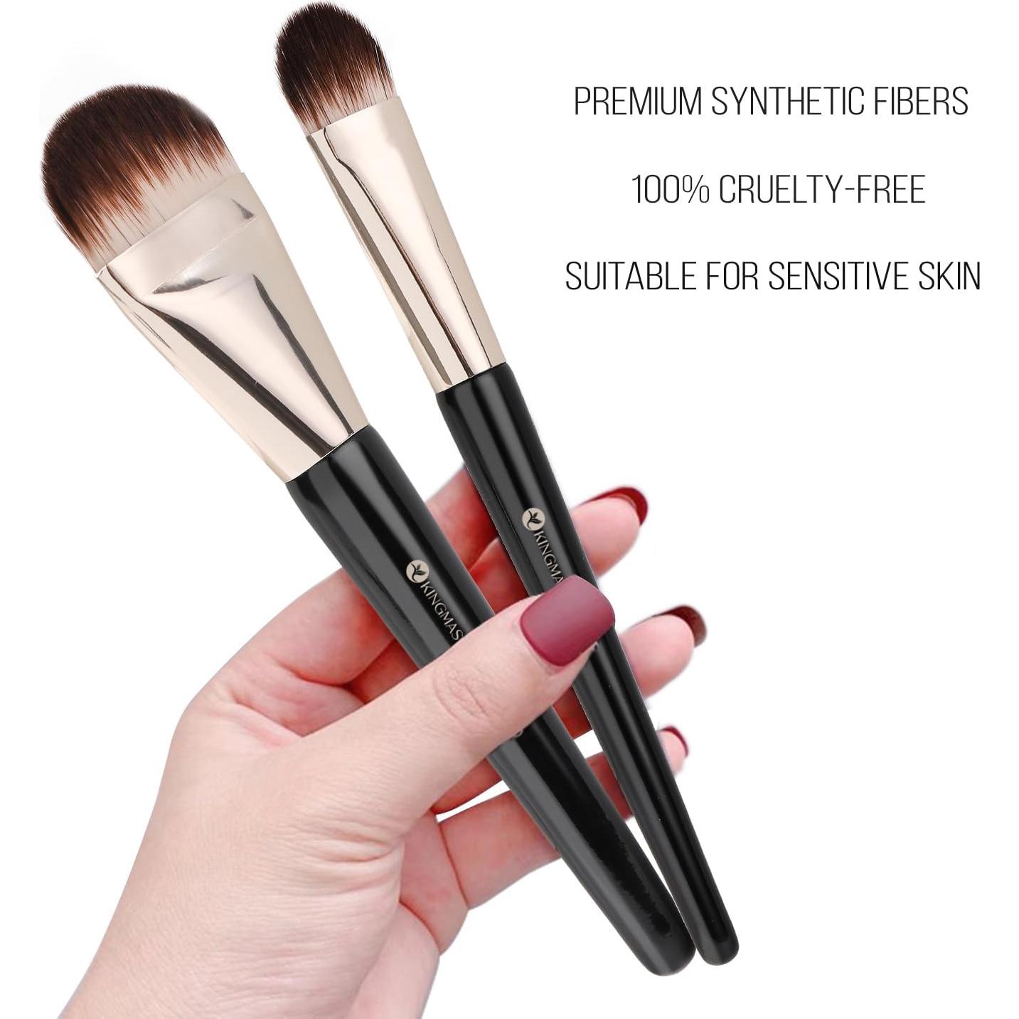 Brochas de Maquillaje KINGMAS 2 Piezas para Base y Corrector